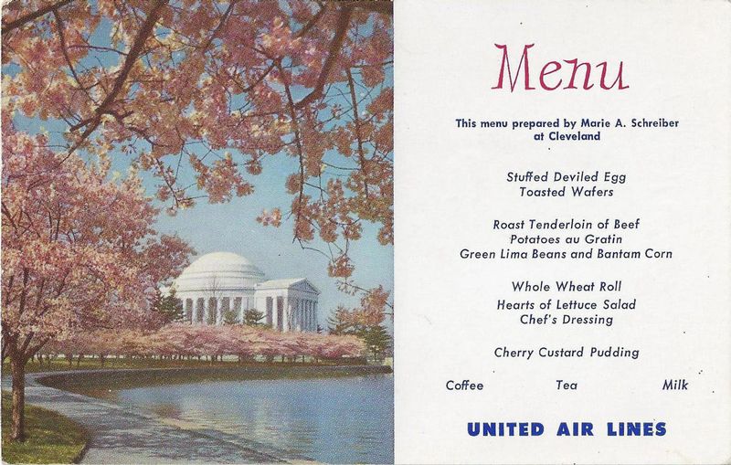 United Promo AI 31.jpg :: United Airlines, USA. Menu postcard image courtesy of John Anderson.