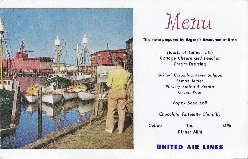 United Promo AI 32.jpg :: United Airlines, USA. Menu postcard image courtesy of John Anderson.