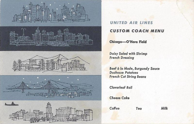 United Promo AI 33.jpg :: United Airlines, USA. Menu postcard image courtesy of John Anderson.