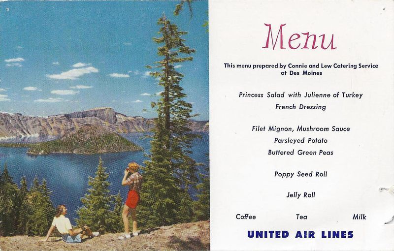 United Promo AI 34.jpg :: United Airlines, USA. Menu postcard image courtesy of John Anderson.