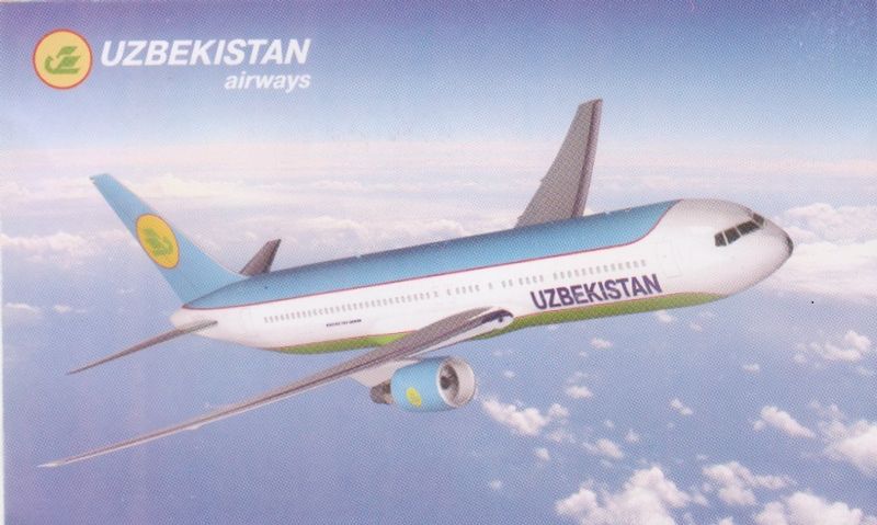 Uzbekistan B767 AI 1.jpg :: Uzbekistan Airways, Uzbekistan. Non postcard reverse side.