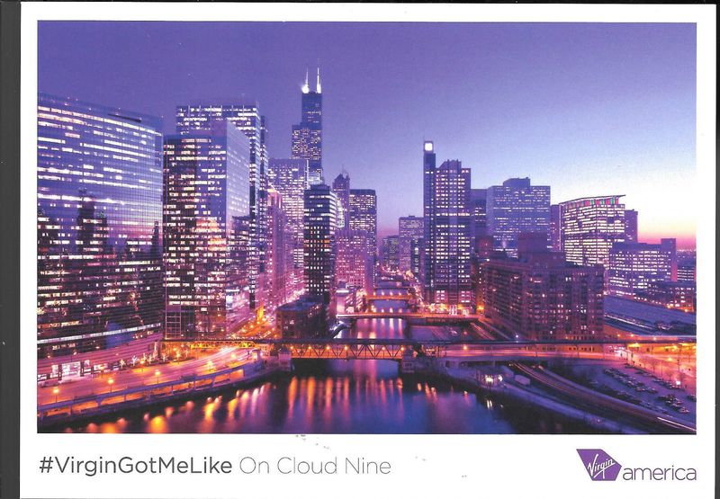 Virgin America Promo AI 1.jpg :: Virgin America, USA. Non postcard reverse side. Contest entry. Image from eBay.