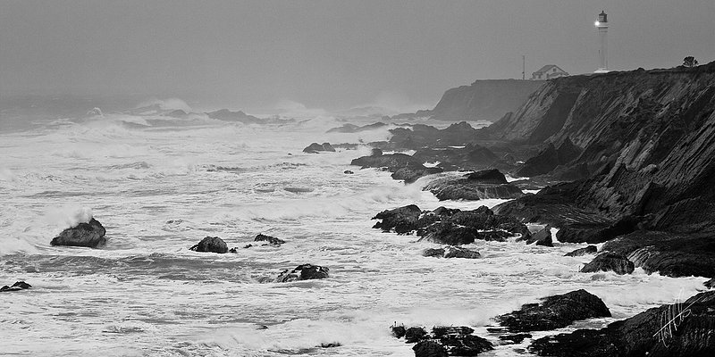 Storm on the Reef - Signed - BW.jpg :: The maximum size available is 36 X 18 inches.
