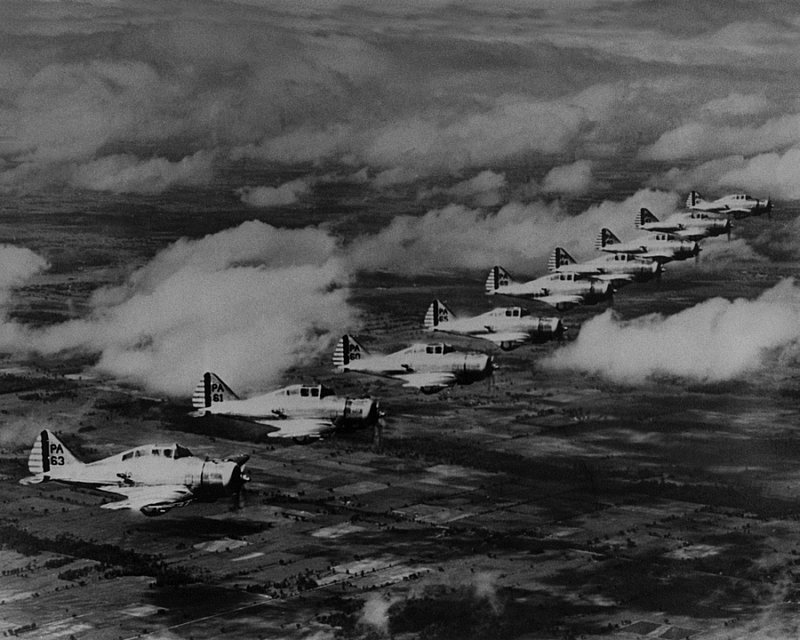 AVIATION 1-60  Nine WW II planes in formation over FL airfield 19421.jpg