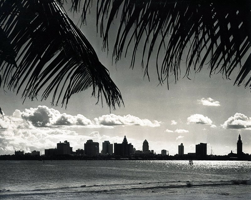 LANDSCAPES  SCENICS 8-63 downtown Miami skyline view from across Biscayne Bay c. 1940s.jpg