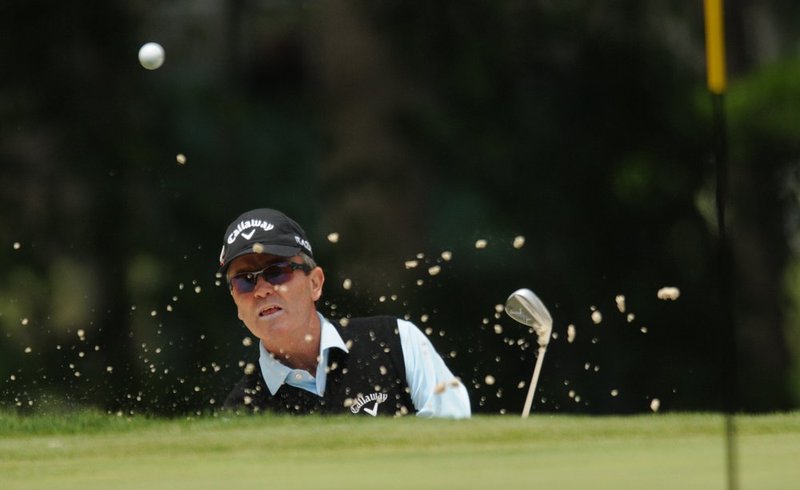 051105   REGIONS TRADITION 2011.jpg :: Mark McNulty hits out of the sand on 17 during the first round of the Regions Tradition golf tournament at Shoal Creek Thursday May 5, 2011 in Birmingham, Ala.      (The Birmingham News/ Hal Yeager)
