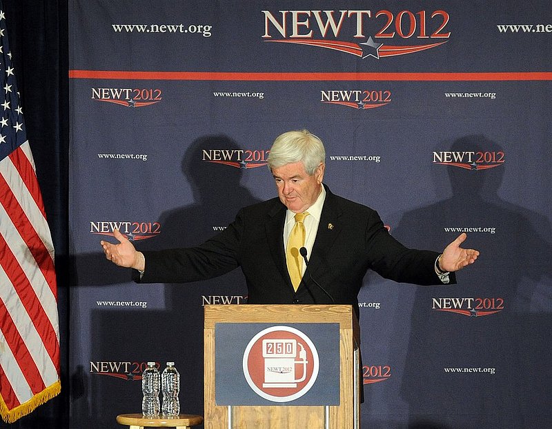 31012 NEWT GINGRICH.jpg :: Republican presidental candidate Newt Gingrich speaks to supporters as he makes a campaign stop at the Winfrey Hotel  Saturday, March 10, 2012 in Hoover, Ala. (The Birmingham News, Hal Yeager)