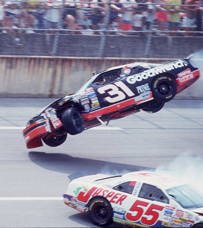 BONNETT WRECK1.jpg :: 1993 File Photo Hal Yeager / Neil Bonnett's #31 car getting airborne in the Tri­Oval area of the Talladega Superspeedway.