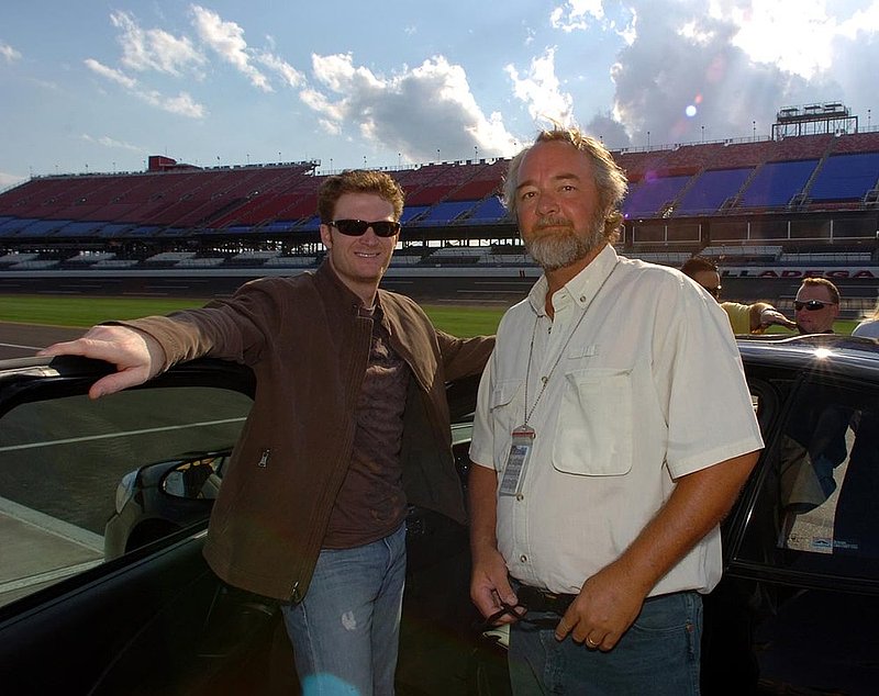 DALE JR RIDE   225.jpg :: DALE JR RIDE---Dale Earnhardt Jr. took members of the media for a couple laps around the resurfaced Talladega International Speedway in a Chevrolet Monte Carlo.
GALLERY ON AL.COM
News staff/Hal Yeager  reporter/Melick