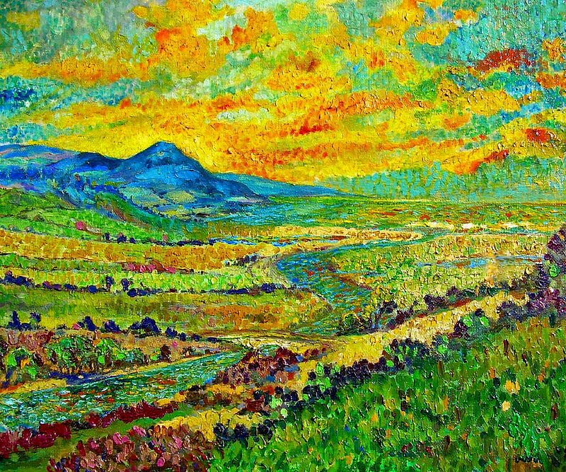 -NEW MEXICAN SUNSET-.jpg :: To purchase this original painting or a fine art limited edition of this piece, contact DurstArt@aol.com or press Contact above.