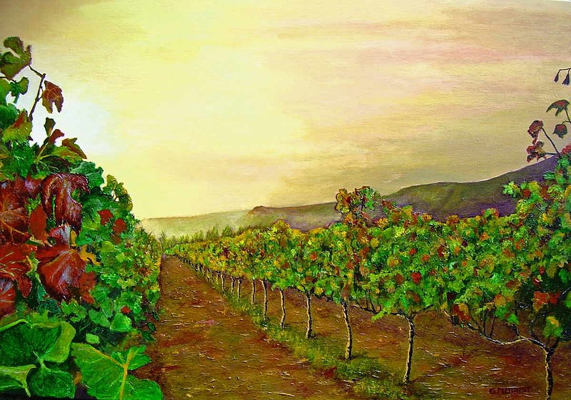 Autumn at Steenberg Vineyard.jpg :: To purchase the original painting or a fine art limited edition of this piece, contact DurstArt@aol.com or press Contact above.