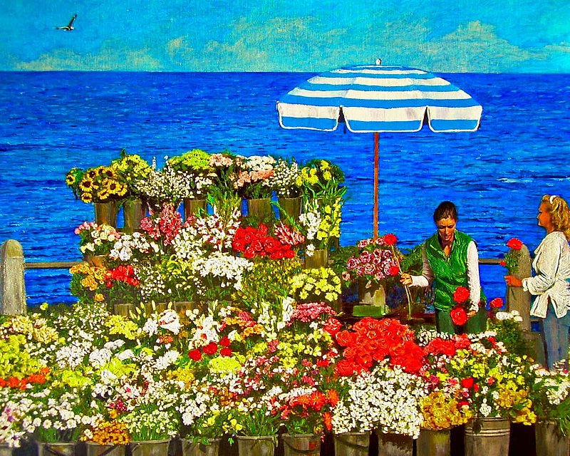 FLOWER VENDOR IN SEA POINT.jpg :: To purchase a fine art limited edition of this piece, contact DurstArt@aol.com or press Contact above.