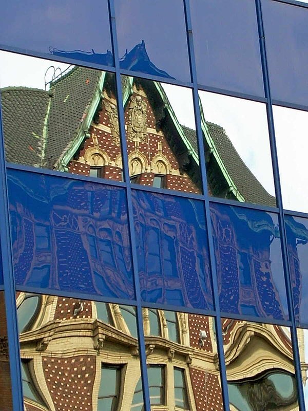 Fun House.jpg :: Reflections on glass in Milwaukee. To purchase a fine art print, of this painting go to michael-durst.artistwebsites.com To purchase a fine art print of this photograph go to michael-durst.artistwebsites.com  To view comments, click on \