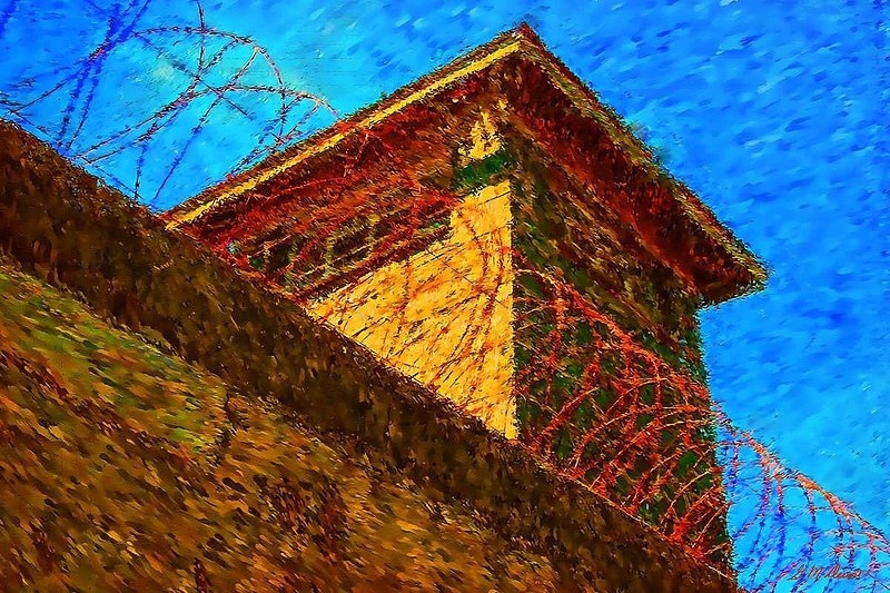 Incarceration.jpg :: This a view of the Guard's Tower on Robben Island where Mandela was imprisoned.  To acquire a limited edition, please email DurstArt@aol.com