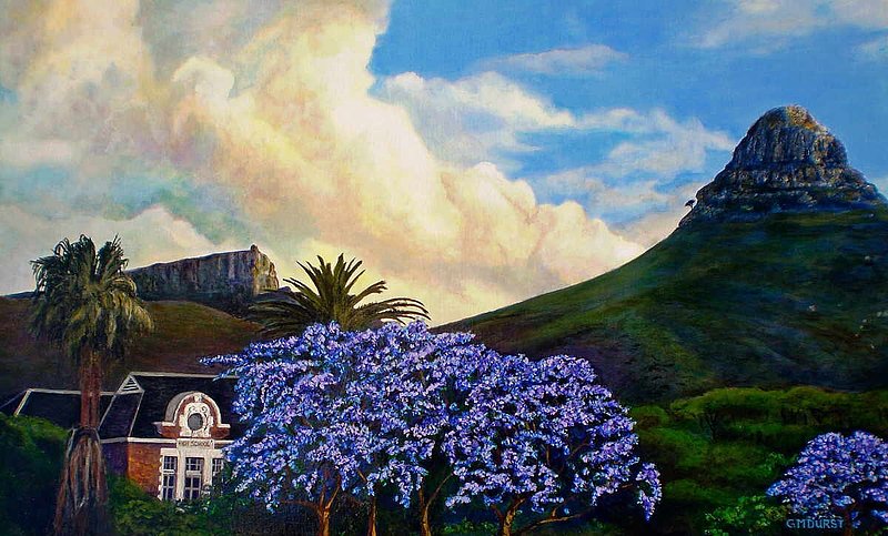 JACARANDA BELOW LIONS HEAD.jpg :: To purchase a fine art limited edition of this piece, contact DurstArt@aol.com or press Contact above.