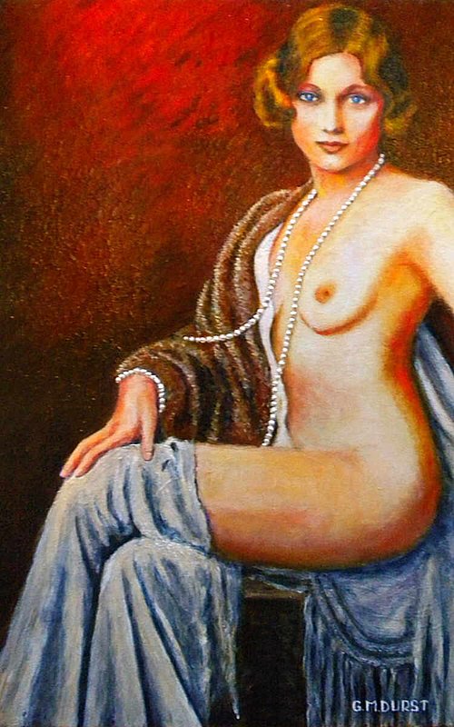 LADY WITH PEARLS-.jpg :: To purchase the original painting or a fine art limited edition of this piece, contact DurstArt@aol.com or press Contact above.
