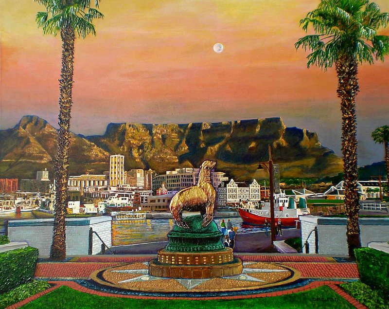 MAGICAL MOMENT AT TABLE BAY.jpg :: The view from the Table Bay Hotel in Cape Town. To purchase a fine art limited edition of this piece, contact DurstArt@aol.com or press Contact above.