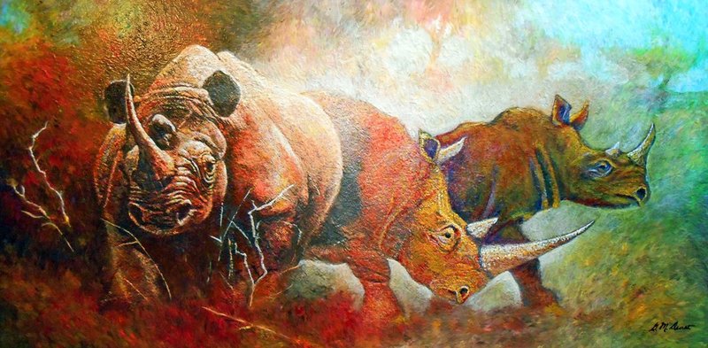 Rhino Walk.jpg :: To purchase the original or a limited edition, contact DurstArt@aol.com          