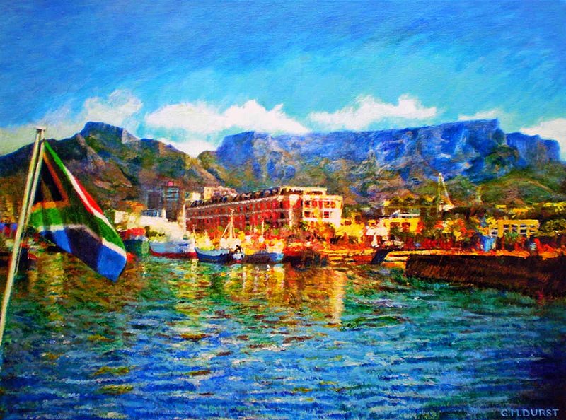 SA Flag at the Waterfront.jpg :: To purchase a fine art limited edition of this piece, contact DurstArt@aol.com or press Contact above.