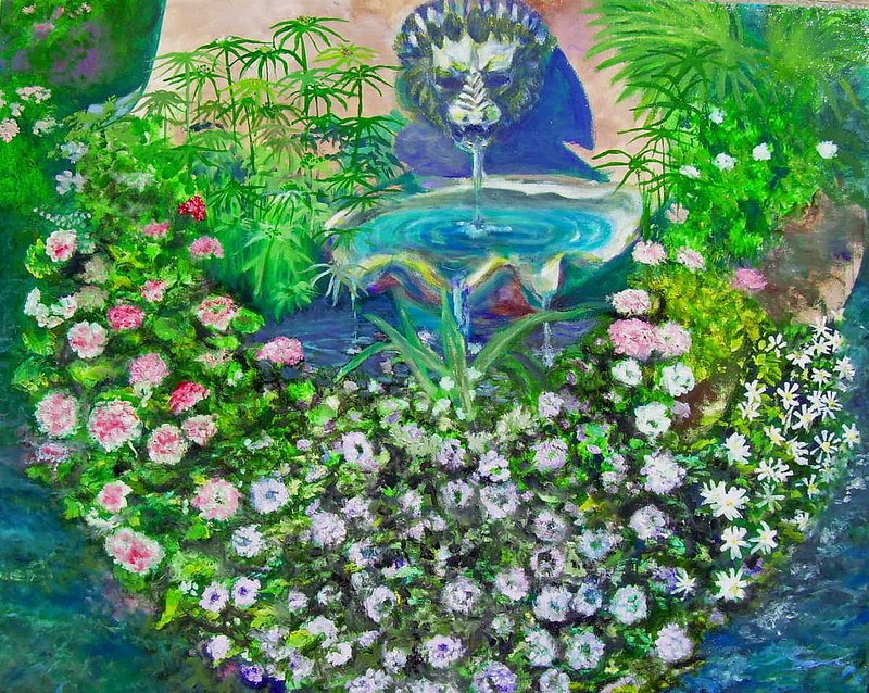 THE FANTASY FOUNTAIN.jpg :: Acrylic on Canvas- Size: 30\