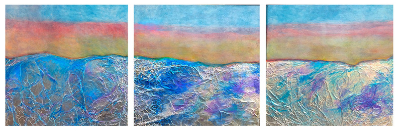 By Dawns Early Light.jpg :: Mixed Media (Acrylic on Canvas with Foil) Three separate paintings each one 61cm (24\