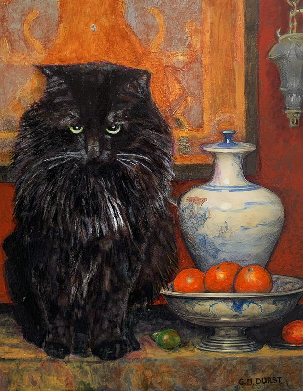 Coco the Cat Ponders the Still Life.jpg :: For a Masterpiece Edition or print, contact DurstArt@aol.com