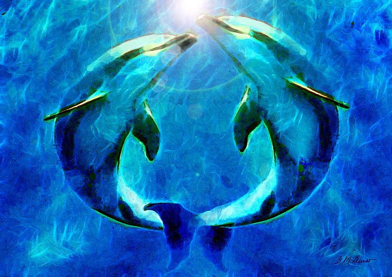 Eternal Dolphin Love Op2.jpg :: Acrylic on Canvas A3 size: 16.5\