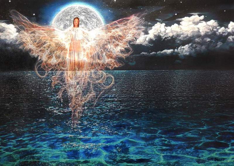 Lunar Angel of the Sea.jpg :: Acrylic on Canvas A1 size: 33\