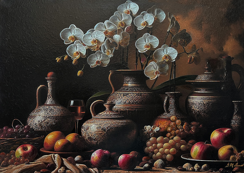 Orchid Symphony Still Life.jpg :: To order prints or objects d'art with this painting, go to www.MichaelDurstFineArt.com