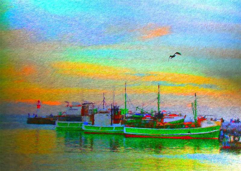 Twilight Sunset Over Emerald Sails.jpg :: Acrylic on Canvas A1 size: 33\