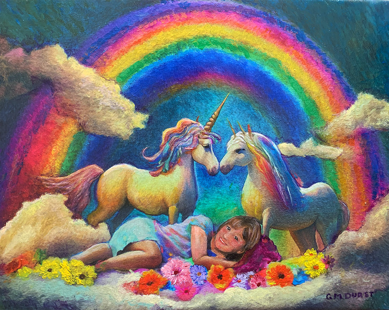 Unicorns Dancing Over the Rainbow.jpg :: For a Masterpiece Edition or print, contact DurstArt@aol.com