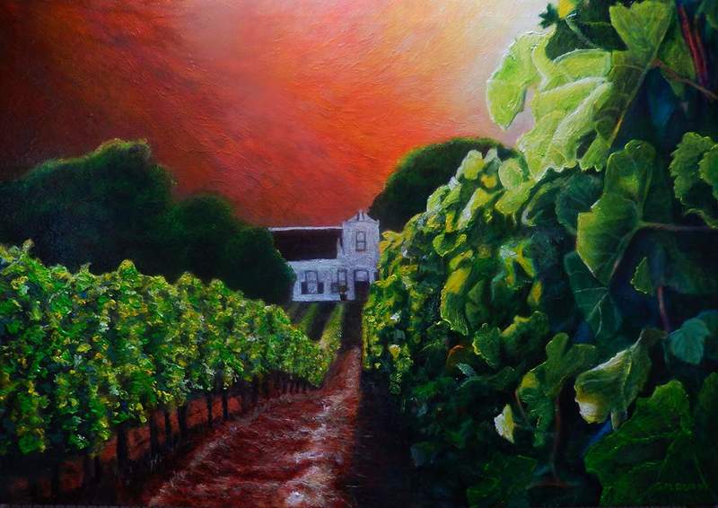 Vineyard Dawn.jpg :: Acrylic on Canvas A1 size: 33\