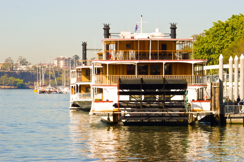 Australia 017.jpg :: Paddle steamers on the side of the Brisbane river, Queensland, Australia