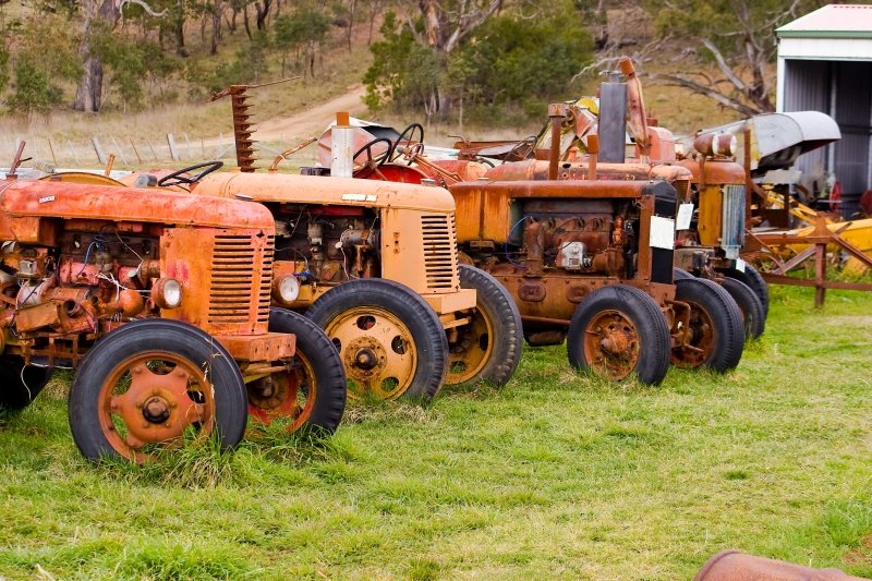 Australia 119.jpg :: A row of derelict tractors in an Australian farmyard