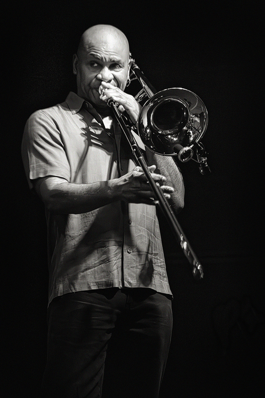 24MAArmory-Ravi-RobinEubanks_0867g.jpg :: ROBIN EUBANKS with Ravi Coltrane, Gadi Lehavi and Ele Howell at The Center for Arts at the Armory in Somerville, Massachusetts on June 22, 2024