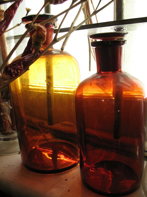 Amber Jars.jpg :: Antique amber jars