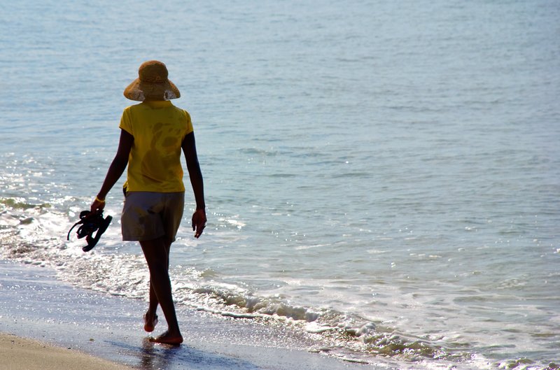 Beach Stroll Natural.jpg :: Woman strolling along the beach
