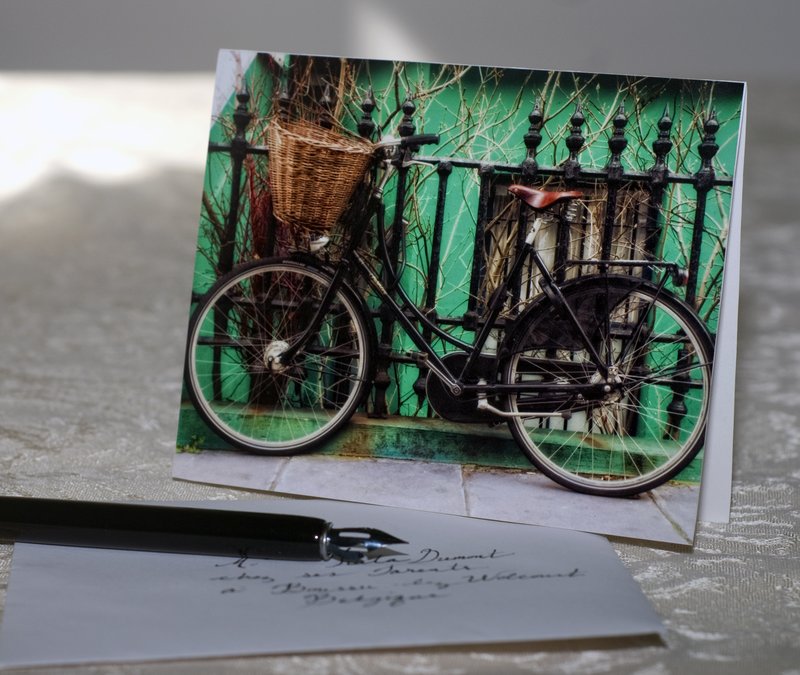Bicycle at Rest Note Cards.jpg :: 4x5 Blank note cards with white envelopes, set of 12.
Image: Bicycle at Rest