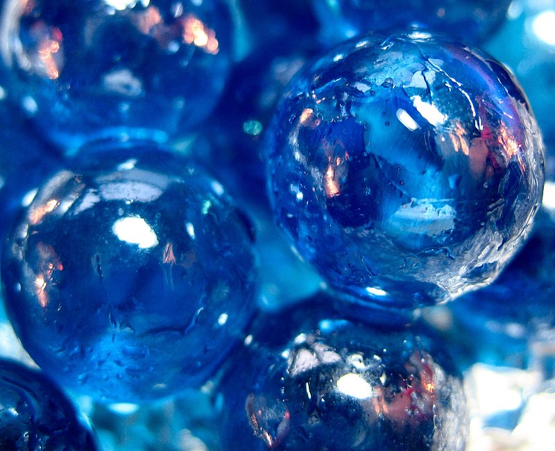 Blue Glass Orbs.jpg :: Blue glass marbles