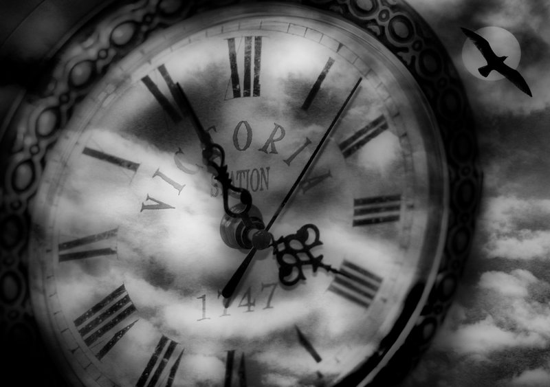 Time Traveler BW.jpg :: Take a step back in time with this fanciful print that conjurs up images of Dr. Who and Steampunk.