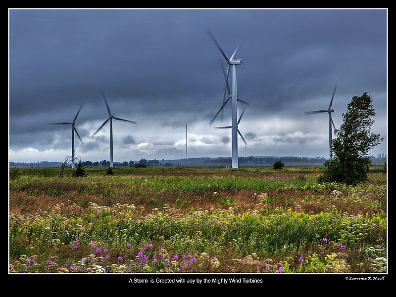 7426 -Windfarm  in Amherst.jpg :: Wild weather drives the wind turbines at Amhers, Nova Scotia