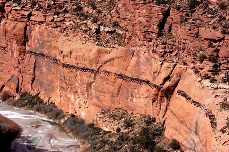 Old Flume.jpg :: Hanging Flume suspended 150 feet above Dolores River