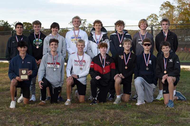 All-FCIAC Boys Cross Country First Team(1).jpg :: All-FCIAC Boys Cross Country First Team - From left, front row, Ryan Newcomb, Greenwich; Edward Kushel, Warde; Hudson Schunk, Warde; Quinn Kilkenny, New Canaan; Aidan Nelson, Ridgefield; Harrison Sydor, Staples; and Michael Yardis, Greenwich; back row, Matteo Chiesara, Greenwich; Luke Cooper, Staples; Maximillian Mocarski, Warde; Benjamin Hayes, Greenwich; Andrew Sharron, Darien; Oliver Samuel, Staples; Paul Sullivan, Wilton; and James Hayes, Greenwich.