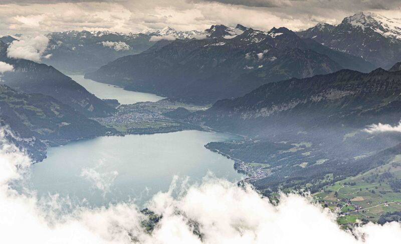 GQ7A0266 copy 3 (1).jpg :: Interlaken, Lake Thun and Lake Brienz as seen from the summit of Mt. Niesen (2362m).
