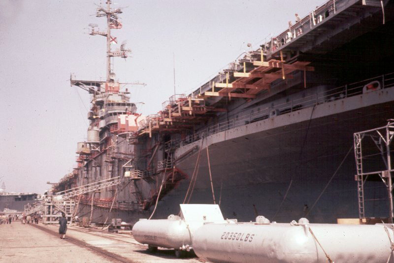 USS Antietam (CVA-36) - N481E.jpg :: USS Antietam (CVS-36), Aircraft Carrier Anti Submarine, Vietnam War - US NAVY PHOTO: USS Antietam (CVS-36) overhaul, South Boston Naval Annex, May 1958.