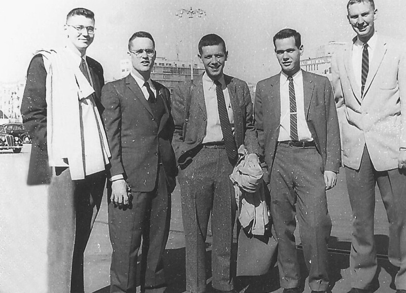 USS Ault (DD-698) - N6718J.jpg :: USS Ault (DD-698), Destroyer, Vietnam War - US NAVY PHOTO: USS Ault (DD-698) junior officer, Ron Norene, to the far left, 1957-1958.
