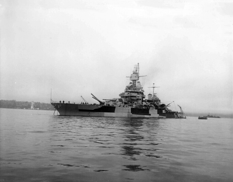 USS Colorado (BB-45) - N3159M.jpg :: USS Colorado (BB-45), Battleship, WW II - US NAVY PHOTO: Bow view, port side of the USS Colorado (BB-45) in Puget Sound on 25 Apr 1944.
