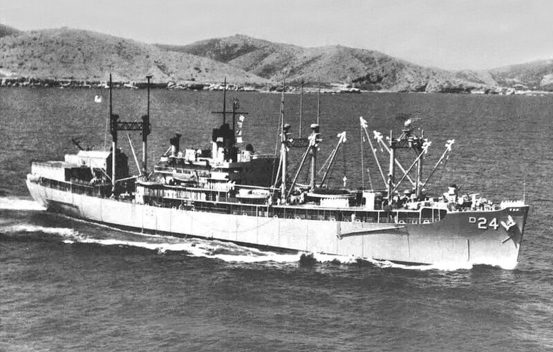 USS Everglades (AD-24) - N15461J.jpg :: USS Everglades (AD-24), Destroyer Tender, Vietnam War - US NAVY PHOTO: USS Everglades (AD-24) underway, date and location unknown.

