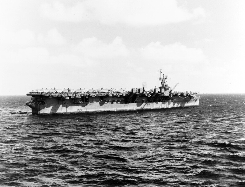 USS Langley (CVL-27) - N623E.jpg :: USS Langley (CVL-27), Light Aircraft Carrier, WW II - US NAVY PHOTO: USS Langley (CVL-27) at anchor in harbor, Feb 1944.