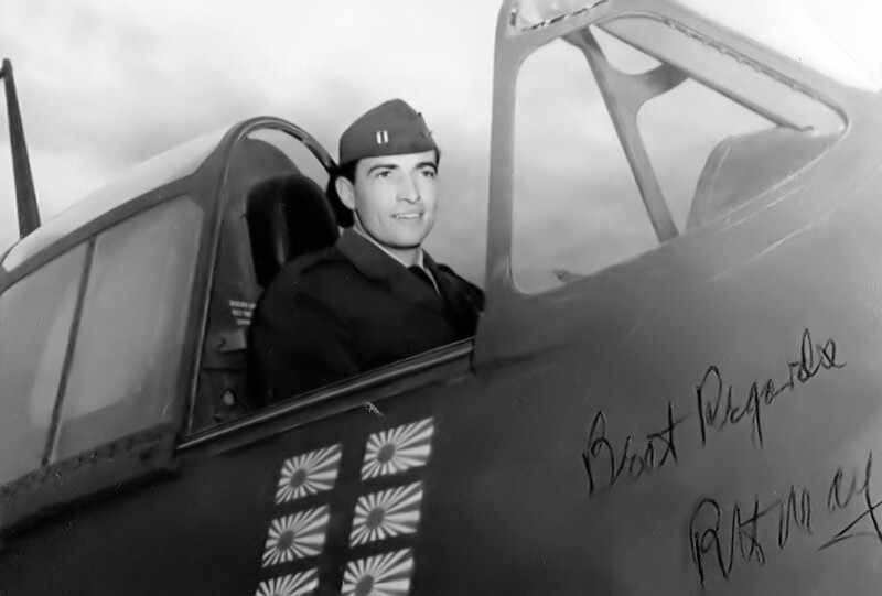 USS Langley (CVL-27) - N624G.jpg :: USS Langley (CVL-27), Light Aircraft Carrier, WW II - US NAVY PHOTO: LT Richard H. May was born May 16, '20 in Portland, OR, soloed at age 15, and was a licensed private pilot at age 16. He enrolled in Navy Flight Training, Corpus Christi, TX. graduating in June '42. He flew F4F Wildcats and F4U Corsairs in FS-3[(?)] and FS-10[(?)] before entering combat in F6F Hellcats, as section and division leader in Fighting Squadron (VF-32) attached to the carrier, USS Langley (CVL-27). Combat action, strafing and bombing, commenced at Marshall Island campaign in Jan '44. First opportunity for air-to-air combat came on March 29, off Eniwetok. May intercepted and shot down a Betty bomber. Off Woleai, April 2, he shot down the huge 'Flying Boat' bomber. At Truk Island, first strike of Task Force 58, May's 2 plane section, part of an 8 plane team, dove into a flight of 44 Tony fighters. In the melee 28 Tony's were destroyed. May made 6 of the kills. 
